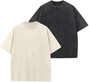 2 uds. Camisetas de gran tamaño de algodón lavado Vintage camiseta suelta Fit manga corta Casual colores sólidos camisetas para hombres y mujeres - Product Image 5