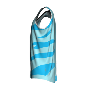 Camiseta de Baloncesto Sublimada Personalizada, Cuello en V, Sin Mangas, Absorbe la Humedad, Unisex, para Adultos, Deportiva, Corte Regular, Azul Claro con Diseño - Product Image 3