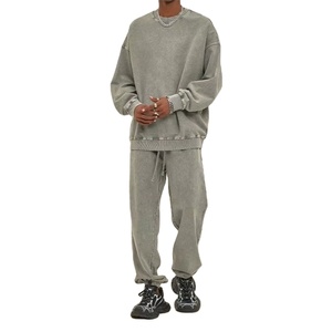 Conjunto de ropa de correr informal de invierno Unisex, chándal de lana de algodón 100% de Color personalizado, sudadera con cordón transpirable, pantalones para correr altos - Product Image 6