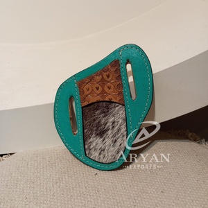 Funda de cuchillo turquesa de cuero mecanizado de calidad extrema, Funda personalizada para Cuchillo de trampero, Funda de cuero de vaca, soportes de cuero genuino - Product Image 1