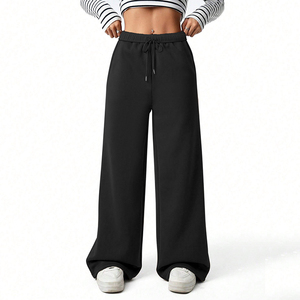 Pantalon de survêtement évasé personnalisé pantalon de survêtement intérieur en polaire pour <span class=keywords><strong>femme</strong></span> pantalon surdimensionné à jambe large pantalon de survêtement baggy à jambe droite pour <span class=keywords><strong>femme</strong></span> - Product Image 1