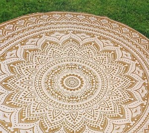 Indien bohème Mandala plage Yoga tapis serviette en gros Lot imprimé Pom Pom tapisserie tenture murale pour salon tissé techniques - Product Image 4