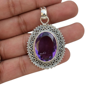 แฟชั่นอเมทิสต์สีฟ้าอัญมณี 925 จี้เงินที่สมบูรณ์แบบงานแต่งงานของขวัญสําหรับความรัก 925 แสตมป์เครื่องประดับ - Product Image 1