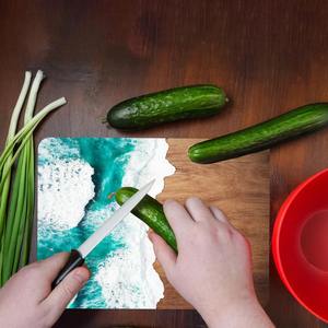 Planche à découper en bois inspirée de l'océan, qualité supérieure, multifonctionnelle, pour une utilisation quotidienne, en provenance d'Inde - Product Image 3