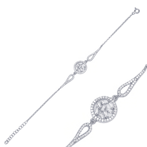 Dainty Round Baguette Cluster <b>Charm</b> Women Bracelet Turkish Handmade Wholesale 925 Sterling Silver Jewelry - Product Image 4