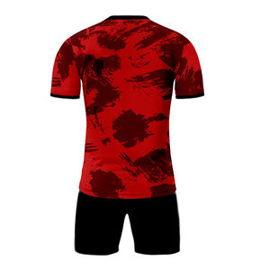 Maillot de football pour homme à manches courtes de haute qualité, uniforme de football uni pour adulte, 100% polyester respirant et imperméable, automatisé - Product Image 2