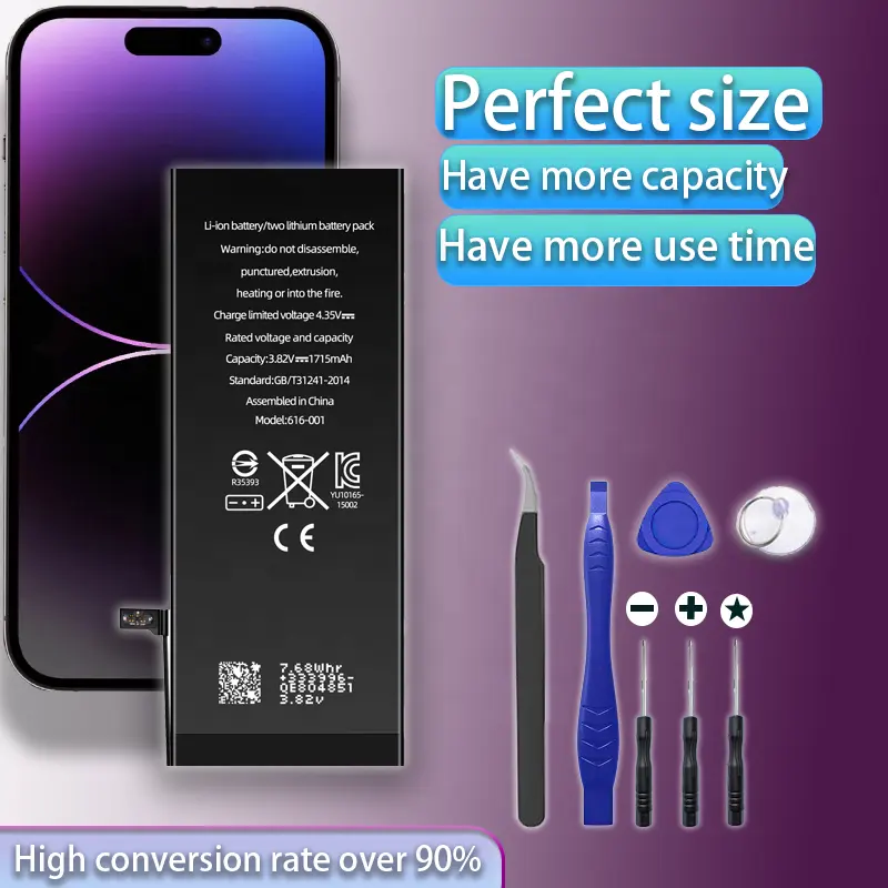 Bán buôn điện thoại thông minh thay thế pin điện thoại di động cho Iphone XS max 11 12 13 14 Pro Max 15 cộng với XR x 6g 6S 7S 8g Pin điện thoại