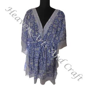 Nueva llegada 2024 indio bloque de mano estampado Kaftan Robe KFCS185 vestido de verano Kimono vacaciones vestido holgado ropa de mujer - Product Image 5