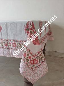 Fait à la main belle nappe en pur coton rose et bleu indien ferme mariage décoratif main bloc imprimé couverture de Table - Product Image 2