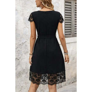 Vestido Mini Aerobin de Manga Corta con Cuello en V y Detalle de Encaje para Mujer de Jane's, Elegante y Casual para Usar de Día y de Noche - Product Image 3