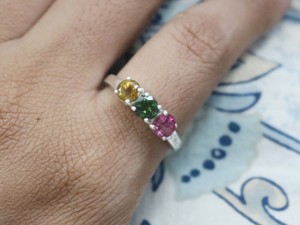 Bague de fiançailles empilable en argent sterling 925 avec pierre précieuse multi-tourmaline faite à la main pour femmes - Product Image 5