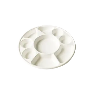 Wholesale Eco Disposable 9-Compartment Round Bagasse Food Plate