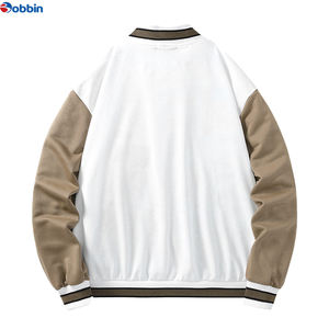 แจ็คเก็ตวาร์ซิตี้ผู้ชายสุดฮิต ทรงหลวม สีตัดกัน ยอดนิยม สไตล์เบสบอล ปักตัวอักษร ไซส์ใหญ่พิเศษ คอตั้ง - Product Image 3