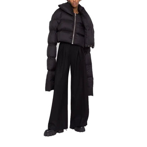 Gilet matelassé court sans manches noir pour femme, col montant, fermeture éclair, manches extra longues, vêtement d'extérieur chaud pour l'hiver - Product Image 3