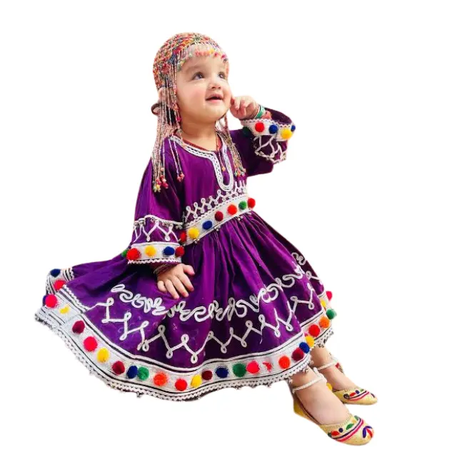 Nuovo Design elegante abbigliamento per bambini Afghan Kuchi Banjara tribale stile Vintage abiti lunghi per bambina traspirante collezione Eid