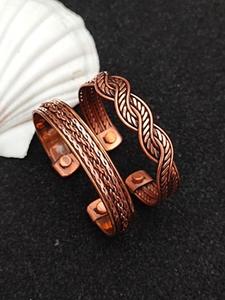 100% อินเดียสร้อยข้อมือทองแดงบริสุทธิ์รักษาโลหะใช้ได้ทั้งชายและหญิงโลหะบริสุทธิ์บำบัดมันวาวธรรมดากำไลแฟชั่น Kada - Product Image 2