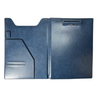 Portapapeles A4 de Cuero PU con Clip Metálico, Ranuras para Tarjetas, Portaplumas, Logotipo Personalizado, OEM, Venta al por Mayor