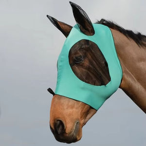 Masque anti-mouches pour cheval de qualité supérieure, réglable, en maille respirante et extensible, certifié CE, protection des oreilles, durable, soin du cheval - Product Image 4