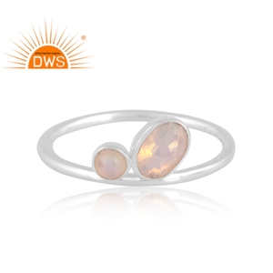 Anillo apilable de piedras preciosas de ópalo etíope de plata de ley fina de última tendencia, fabricante de joyería personalizada - Product Image 2