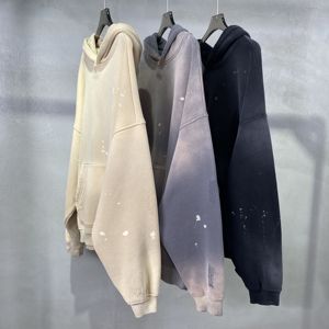 Conception imprimée personnalisée teinture vintage Streetwear 360GSM coton polaire surdimensionné poids lourd vierge sweats à capuche pour hommes - Product Image 3