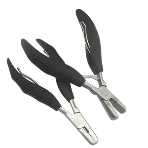 Últimas Pinzas para Extensiones de Cabello MIANBRO ENTERPRISES ZS-019 Multifuncionales de Punta Plana y Ancha de Acero Inoxidable con Mango Negro para - Product Image 5