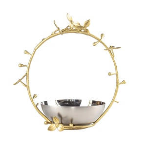 Cuenco decorativo de Metal chapado en oro de lujo para servir, cuenco de frutas y verduras de primera calidad, decoraciones de mesa - Product Image 1