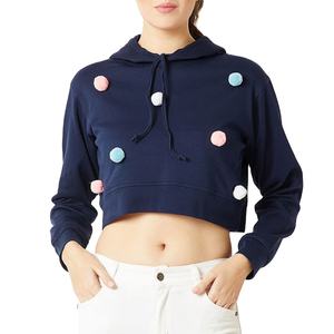 Sudadera corta de gran tamaño con logotipo personalizado para mujer, ropa de calle con capucha para invierno - Product Image 6