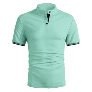 T-shirt décontracté pour homme, tricoté sur mesure, couleur unie, fin, sans boutons, manches courtes, grande taille, 100 % coton, anti-boulochage, haute qualité - Product Image 2