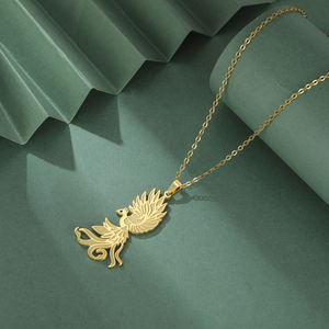 สร้อยคอจี้โมอิสซาไนต์สลักลายโซโลมอนฟีนิกซ์สไตล์วินเทจ เงินแท้ 925 ชุบทอง  จี้เครื่องประดับนำโชค ของขวัญสำหรับทุกเพศ - Product Image 2