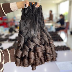 Pelo crudo de la mejor calidad, Punta marrón hinchable, color de cabello humano real con precio al por mayor - Product Image 2