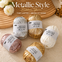 100% Polyester Metallic Shiny Ribbon Yarn with High Strength and Good Evenness for Crochet Bags and DIY Hand Knitting