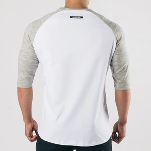 T-shirt Henley à manches longues, camouflage personnalisé, en gros, grammage lourd, pour hommes, en coton pur/coton polyester. - Product Image 3