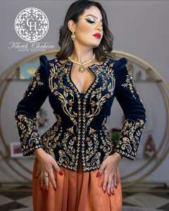 Vestidos de Terciopelo de Seda Karakou Gris Bordados a Mano, Novedad de 2025, Casuales para Chicas Árabes Musulmanas, para Bodas/Fiestas Nocturnas - Product Image 4