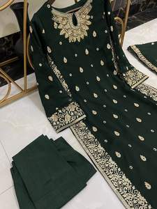 Colección Ssumaira Pakistani Anarkali Outfit Nuevo vestido de mujer de gasa pura Hermoso bordado hecho a mano Dupatta de 4 lados - Product Image 5