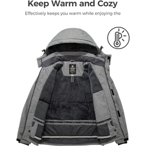 แจ็กเก็ตกันน้ำสำหรับผู้ชาย, เสื้อกันลมสำหรับปีนเขากลางแจ้งสไตล์ลำลองคอตั้งซิปตัวอักษรปิด - Product Image 3