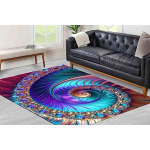 Abstract Fractal Spiral <b>Rug</b>: Modern Colorful Area <b>Rug</b>,<b>Chenille</b> <b>Rug</b> - Product Image 2