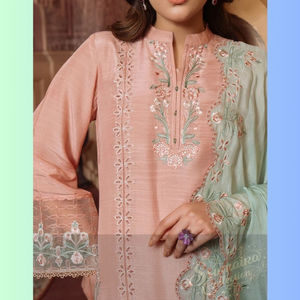 SSumaira's Festive Edit SAHAR Collection Cousue Formelle Pelouse Organza Soie Brute Viscose Soie Intérieure Dupatta 4pc Indien Pakistanais - Product Image 2