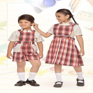 Beau uniforme d'école pour garçons et filles, chemise à carreaux avec short et jupe - Product Image 2