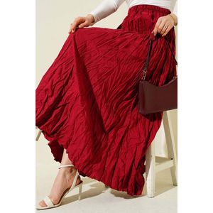 Crinkle Pleated <b>Skirt</b> Burgundy - Product Image 2