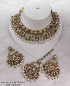 INDIAN TRADITIONAL and FASHIONABLE <b>COPPER</b> JEWELLERY BRIDAL WEDDING JEWELLERY SET for WOMEN EARRINGS and <b>NECKLACE</b> SET - Product Image 5