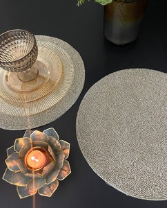 <b>Beaded</b> <b>Placemat</b> Handmade Round Charger for Luxury Dining & Holiday Decor Unique Piece Handmade <b>Beaded</b>, <b>Placemat</b>, Housewarming - Product Image 3
