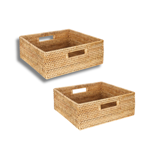 Panier/plateau en rotin en osier fabriqué à la main de qualité supérieure avec poignées du Vietnam idéal pour le stockage et la décoration - Product Image 1