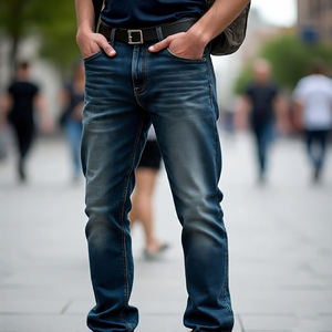 Pantalon évasé taille boutonnée pour hommes Pantalon denim vintage délavé Jeans streetwear pour hommes Pantalon évasé pour hommes - Product Image 3