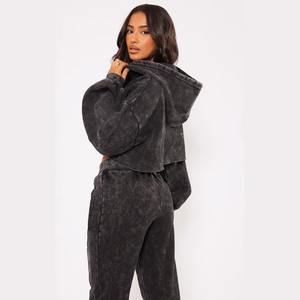 Ropa de Mujer, Sudadera con Capucha y Cremallera de Manga Larga con Logotipo Personalizado, Sudadera Corta con Capucha para Mujer - Product Image 2