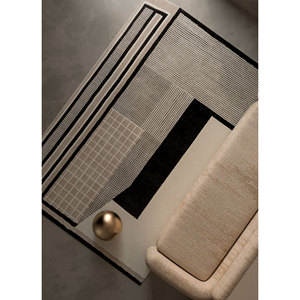 Alfombra de Lana Anudada a Mano Aiwl-3066, Color Marfil, Diseño Geométrico Boho Rectangular, para Entrada, Pasillo, Estilo Abstracto Tabriz, Hecha a Mano - Product Image 6