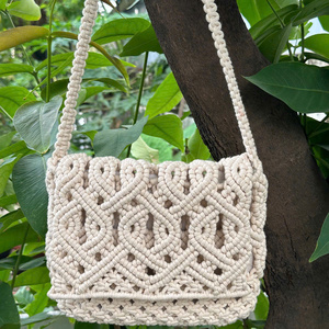 Sac à bandoulière pour femmes en macramé fait à la main de mode simple taille personnalisée/couleur sac de plage d'été avec fermeture à glissière Style dame - Product Image 3