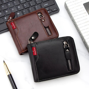 Portefeuille porte-cartes en cuir PU de haute qualité, personnalisé avec logo, court et portable, doublure en polyester, vente en gros pour hommes - Product Image 3