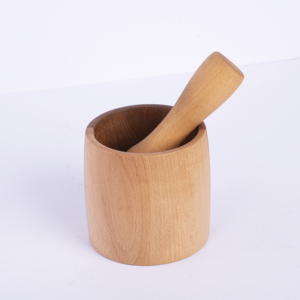 Mortero de madera de haya resistente con mango de fácil agarre - Molinillo de especias redondo de madera lisa de 11 cm - Esenciales de cocina con calidad OEM - Product Image 2