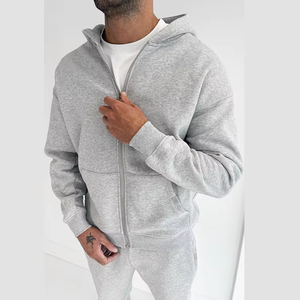 Ensemble de survêtement de sport actif 2 pièces pour hommes, de bonne qualité, fermeture éclair intégrale, prix de gros, OEM, impression écologique - Product Image 4