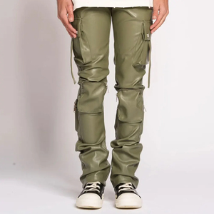 New Arrival <b>Leather</b> <b>Pants</b> Premium Slim Fit Stretchy Men Clothing Solid Color Causal Wear Price <b>Leather</b> <b>Pant</b> Anti-wrinkle - Product Image 1